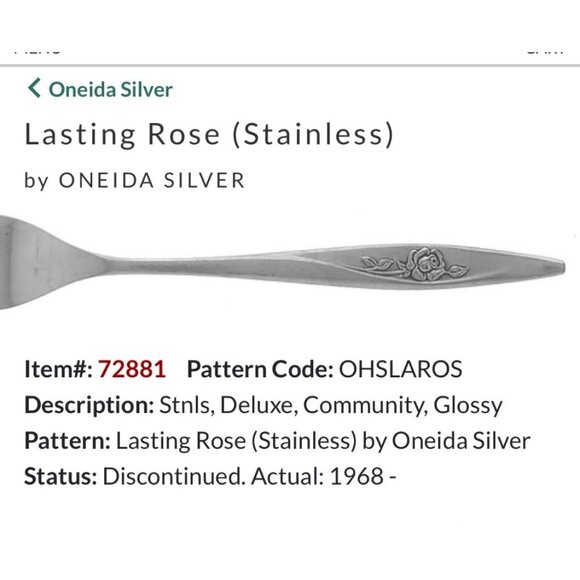 Oneida Deluxe Stainless Steel Serving, Teaspoon Set flatware glossy Lasting Rose - Picture 2 of 5